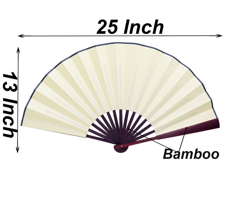 HONSHEN Folding Fan China Fan,Hand Fans with Traditional Chinese Arts (Cream) 13inch - Image 3